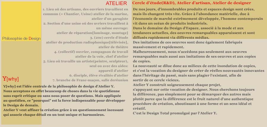 Philosophie de Design Atelier Y, 아뜰리에 와이 디자인 철학